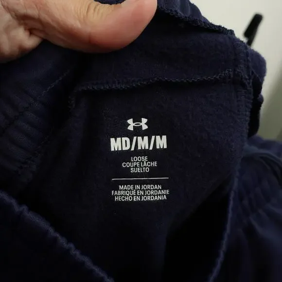 Under Armour Mens Armour Fleece Pants Elastic Waistband Hand Pockets Navy Size M - Picture 4 of 5